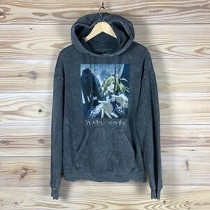 Death Note‎ Hoodie Men Large Gray Misa Amane Anime Acid Wash Pullover